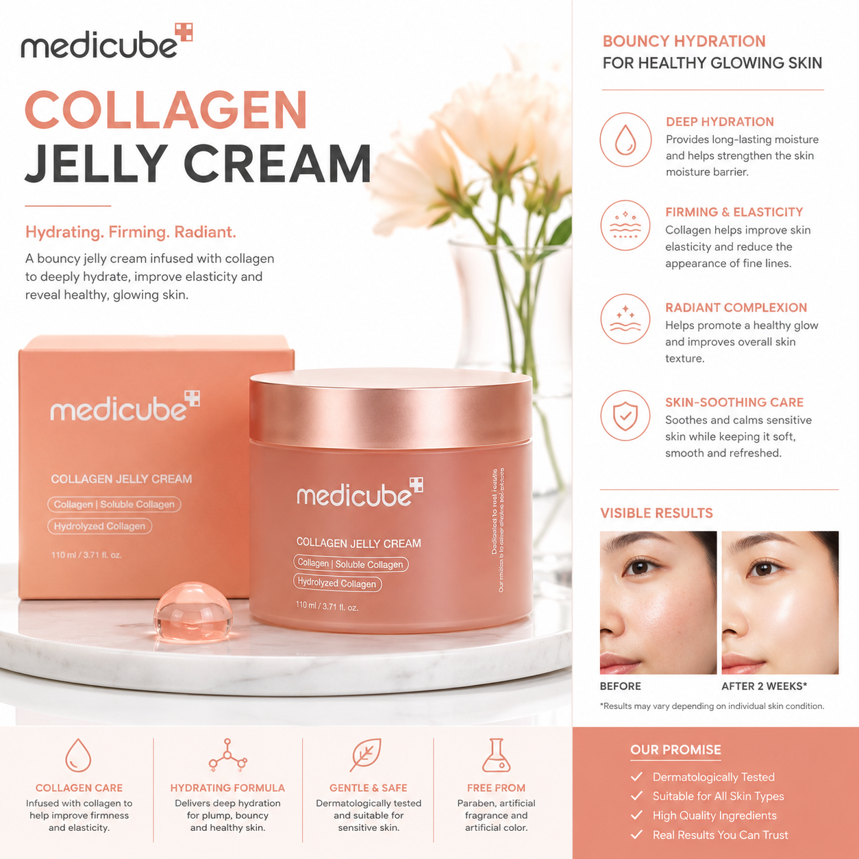 MEDICUBE Collagen Jelly Cream 110ml Elasticity Moisturizing K-Beauty