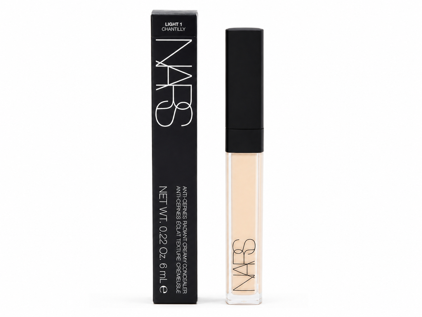 NARS concealer bottle and packaging on a white background