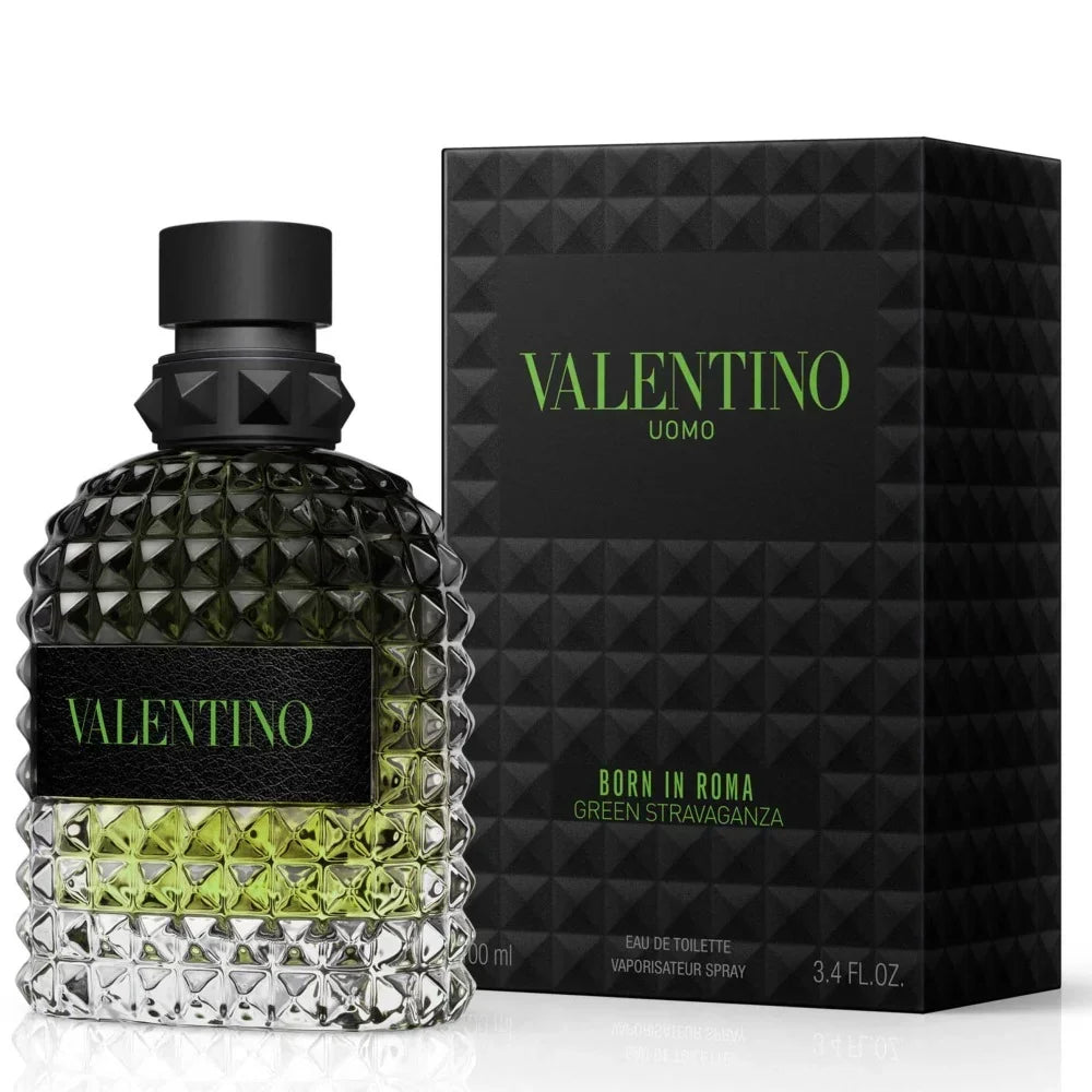 Valentino Uomo perfume bottle and packaging on a white background