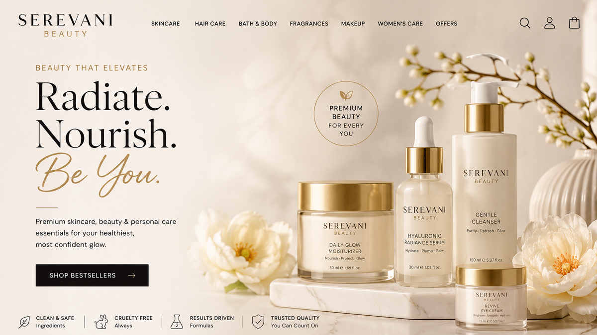 Serevani Beauty premium skincare and beauty products hero banner