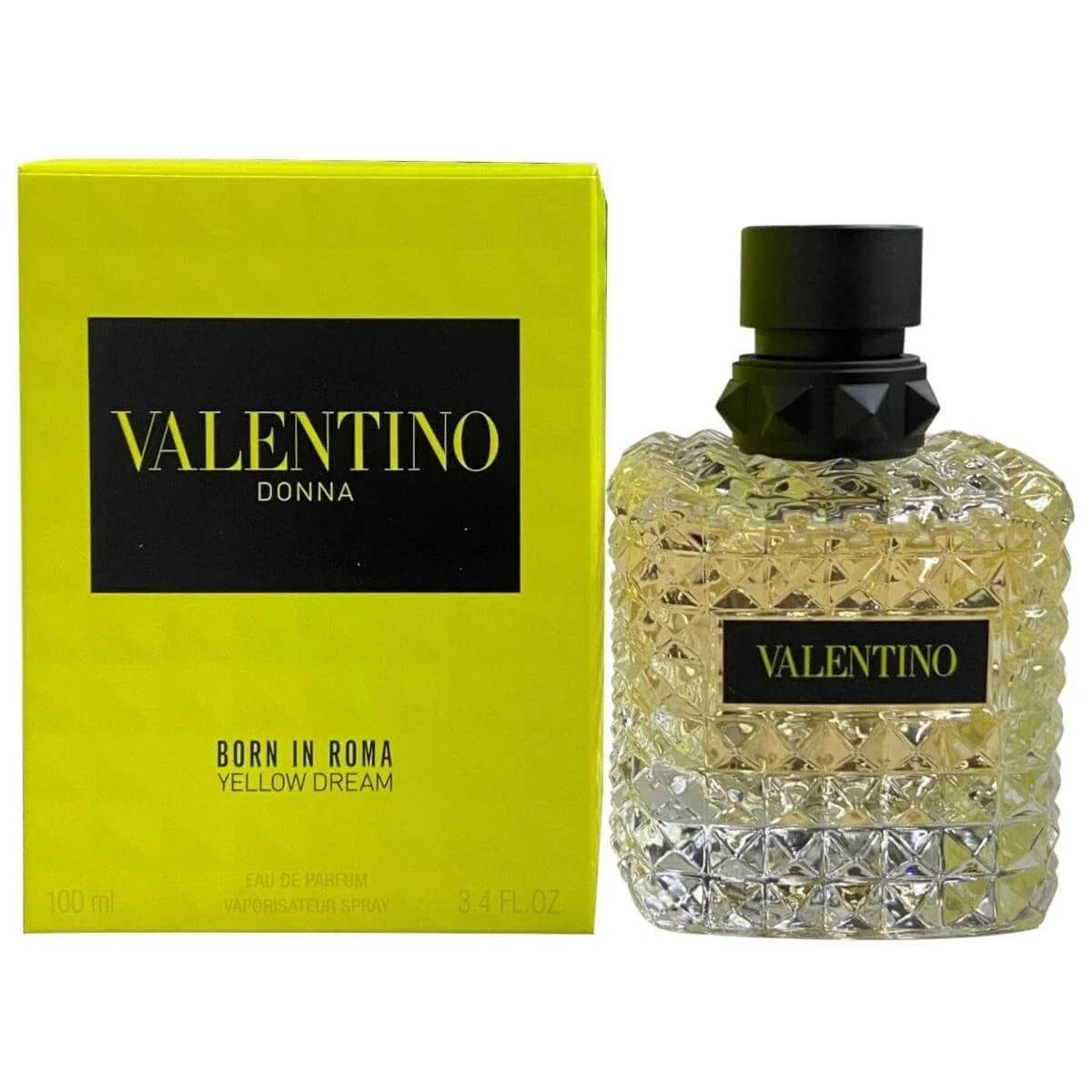Valentino perfume bottle and packaging on a white background