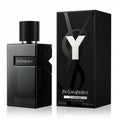 Black YSL perfume bottle and packaging on a white background