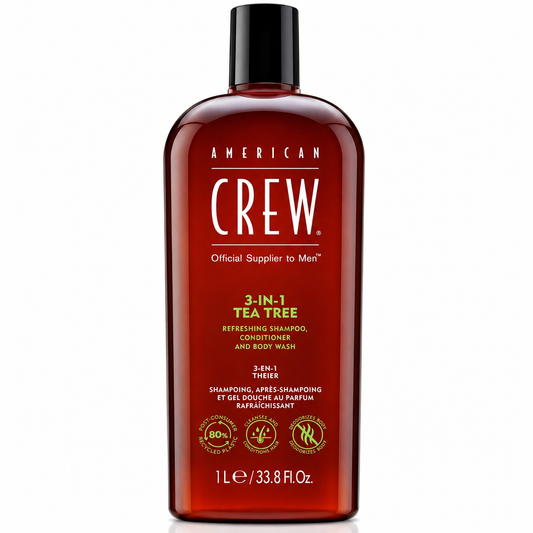 American Crew 3-in-1 tea tree product bottle on a white background