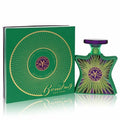 Green perfume bottle and packaging with 'Bond No. 9' branding on a white background