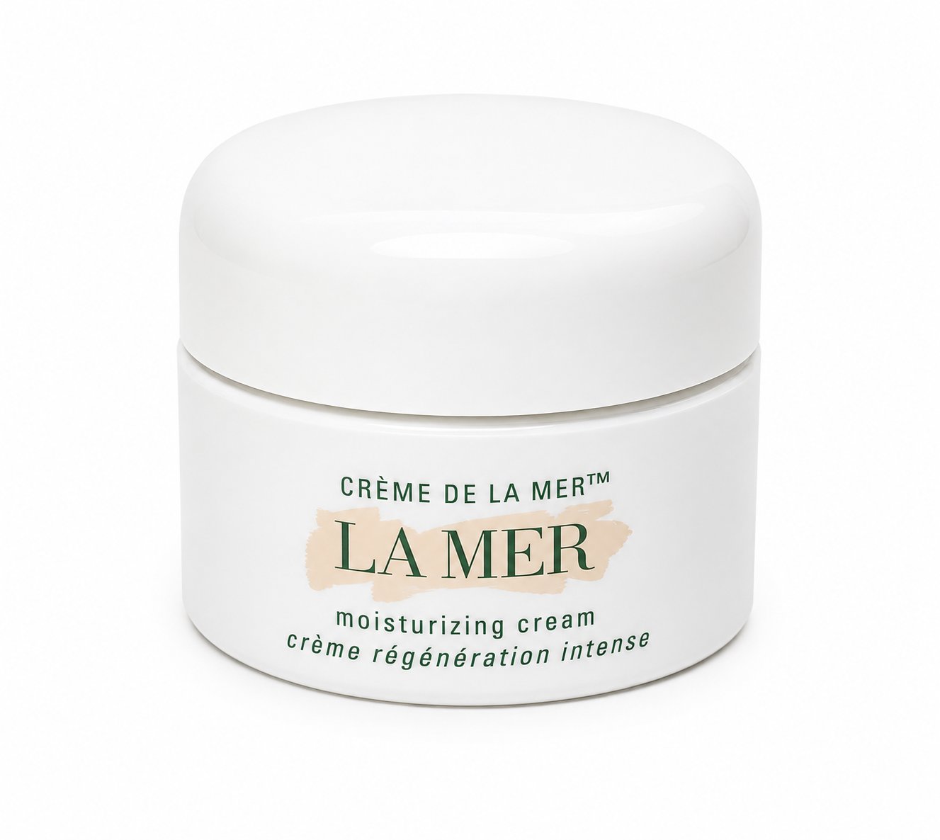 La Mer moisturizing cream jar on a white background