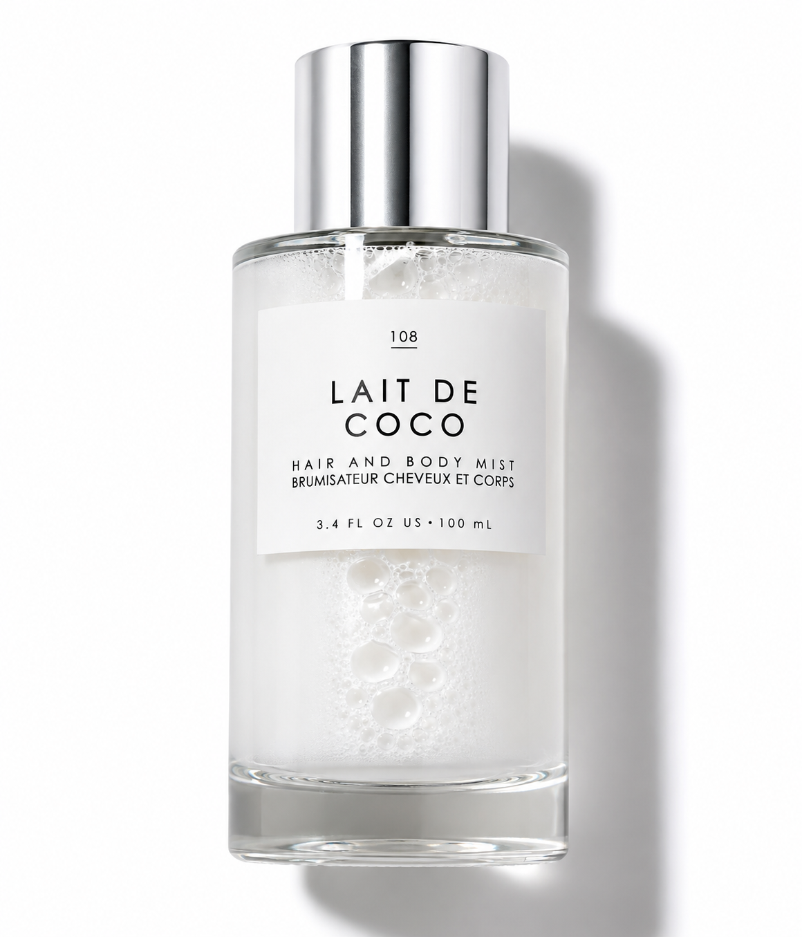 Lait de Coco hair and body mist bottle on a white background