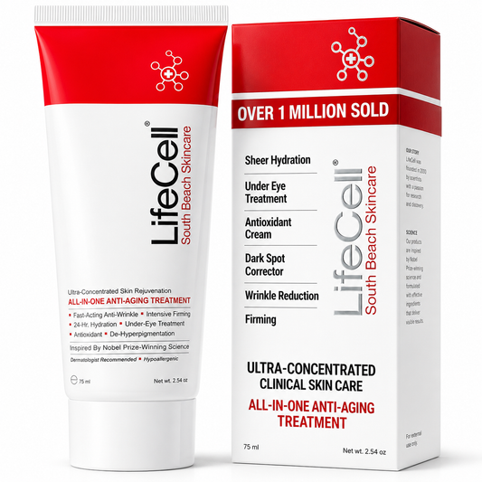 LifeCell skincare product packaging on a white background