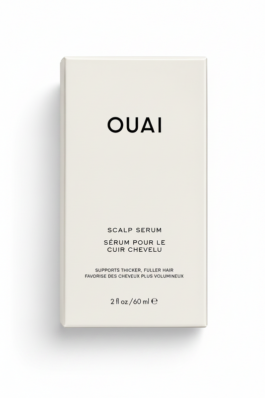 OUAI scalp serum packaging on a white background