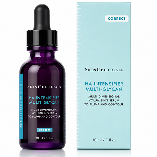 SkinCeuticals HA Intensifier Multi-Glycan serum bottle and packaging on a white background